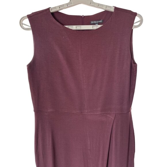 Eileen Fisher Bateau‎ Neck Wrap Jumpsuit Romper Cassis Jersey Size Small Petite - Picture 3 of 10